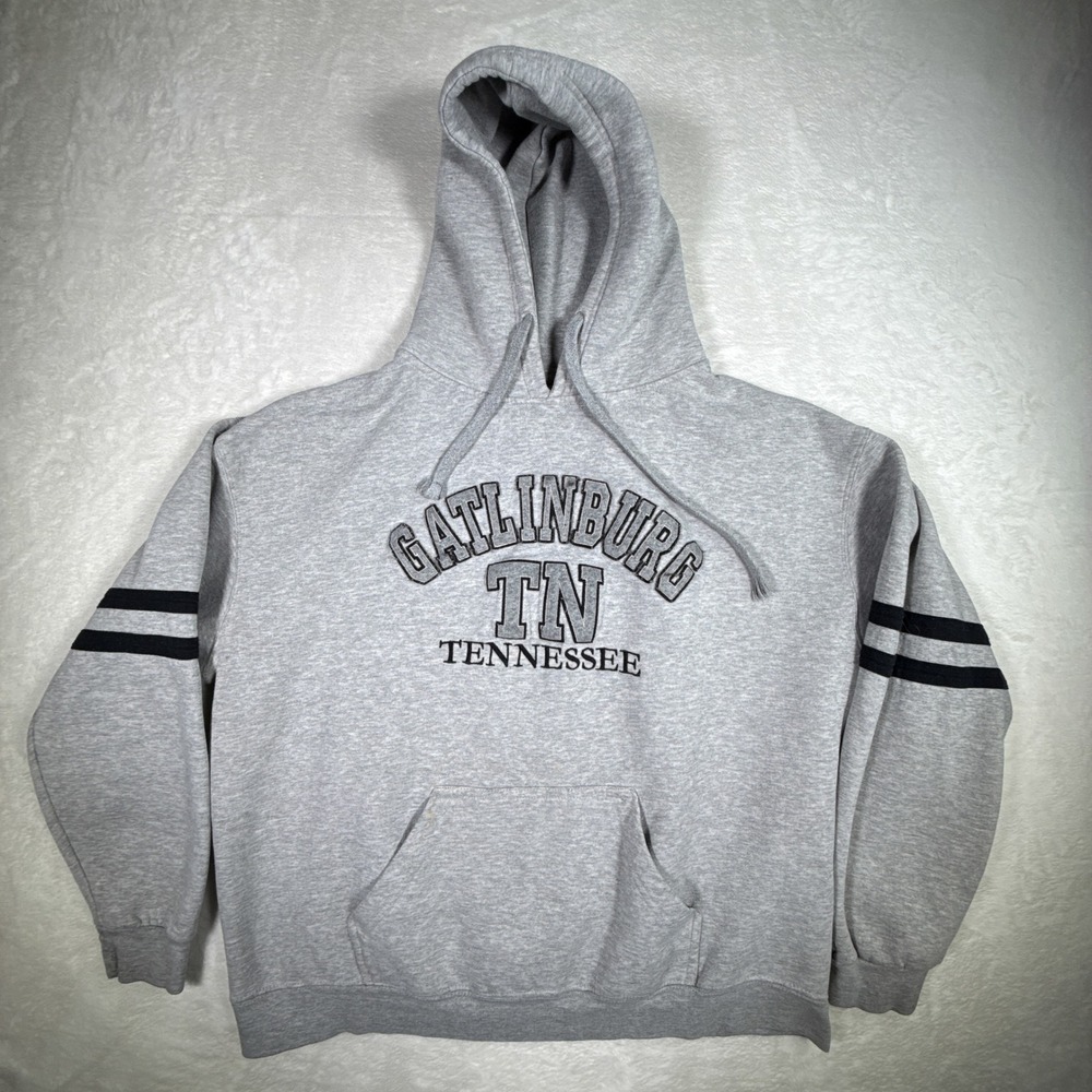 Gatlinburg TN Tennessee Hoodie Sweatshirt Pullover Gray 2XL Stripes Casual‎